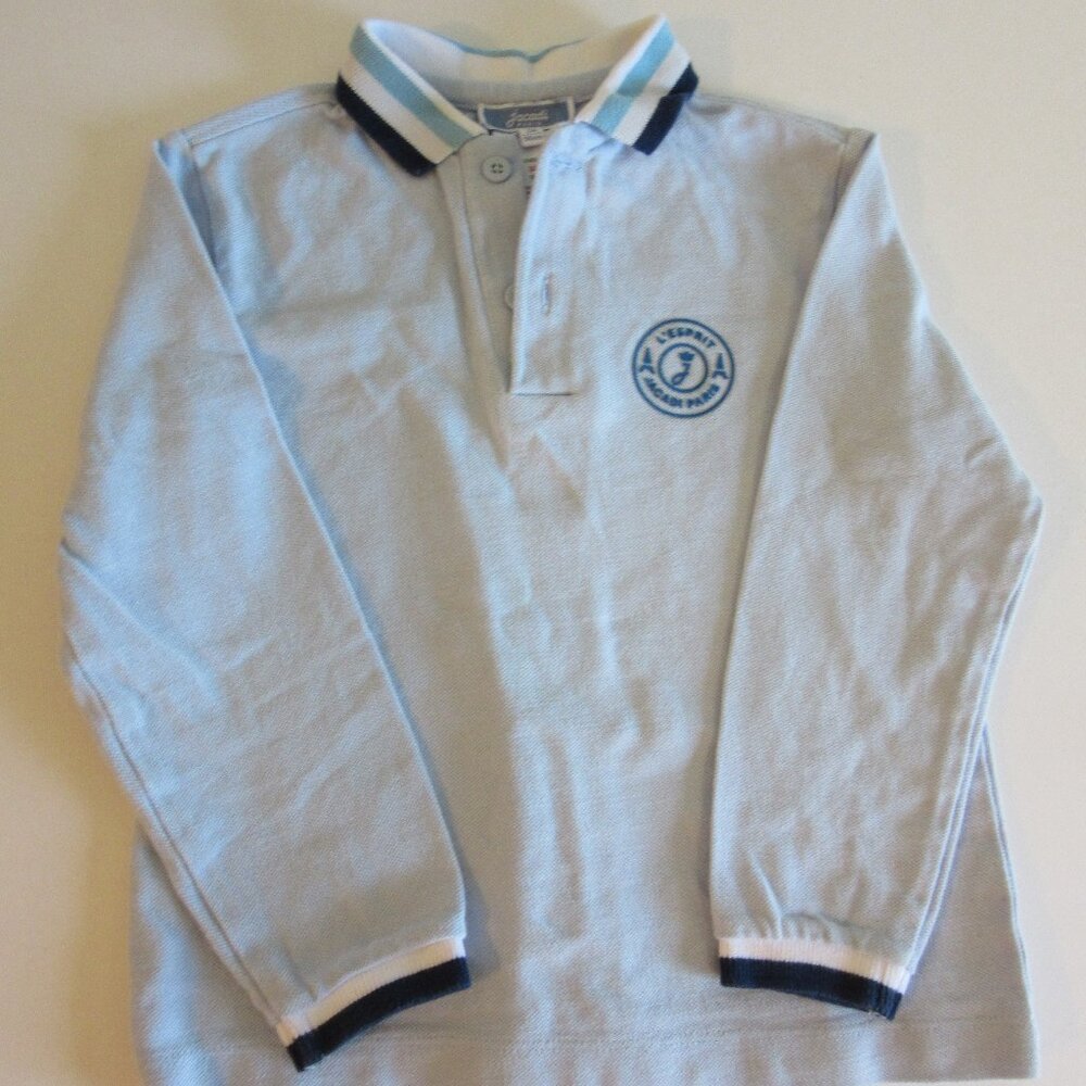 JACADI Light Blue Toddlers 3A Polo Long Sleeve Collared 100% Cotton